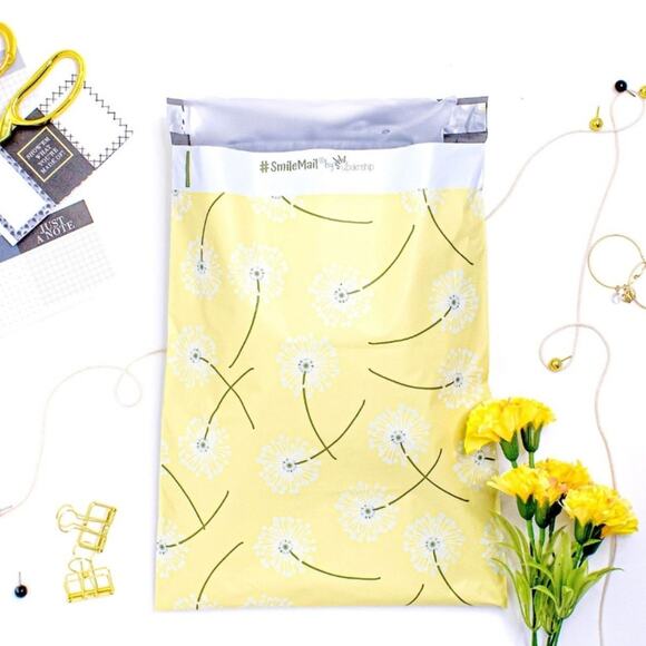 25 Designer Dandelion Mailers  Self-Sealing Poly Mailers 12"x15.5" - Picture 2 of 2